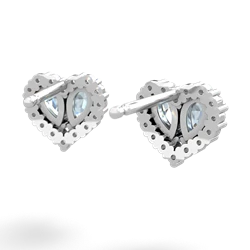 Aquamarine Halo 14K White Gold earrings E7008