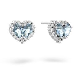 Aquamarine Halo 14K White Gold earrings E7008