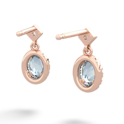 Aquamarine Antique-Style Halo 14K Rose Gold earrings E5720