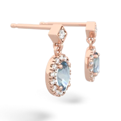 Aquamarine Antique-Style Halo 14K Rose Gold earrings E5720