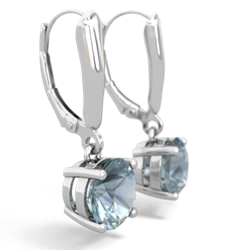 Aquamarine 8Mm  Round Lever Back 14K White Gold earrings E2788