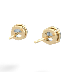 Aquamarine 6Mm Round Stud 14K Yellow Gold earrings E1786