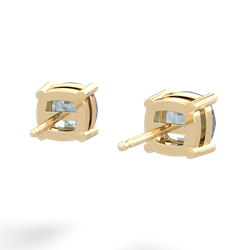 Aquamarine 6Mm Checkerboard Cushion Stud 14K Yellow Gold earrings E1796