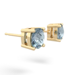 Aquamarine 6Mm Checkerboard Cushion Stud 14K Yellow Gold earrings E1796