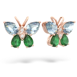 Aquamarine Butterfly 14K Rose Gold earrings E2215