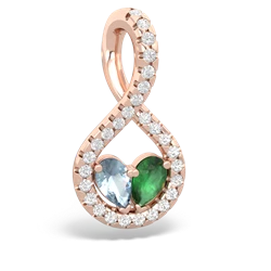 Aquamarine Pave Twist 'One Heart' 14K Rose Gold pendant P5360