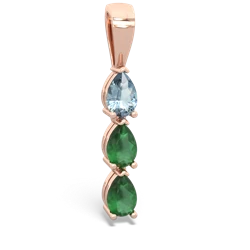 Aquamarine Dew Drops 14K Rose Gold pendant P2251