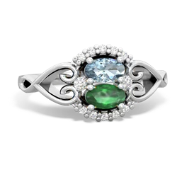 Aquamarine Love Nest 14K White Gold ring R5860