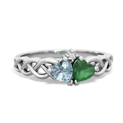 Aquamarine Heart To Heart Braid 14K White Gold ring R5870