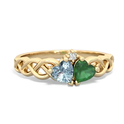 Aquamarine Heart To Heart Braid 14K Yellow Gold ring R5870