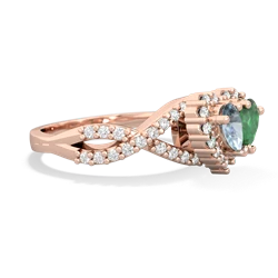 Aquamarine Diamond Twist 'One Heart' 14K Rose Gold ring R2640HRT