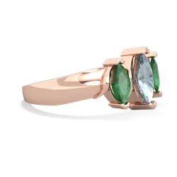 Aquamarine Three Peeks 14K Rose Gold ring R2433