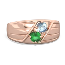 Aquamarine Men's Streamline 14K Rose Gold ring R0460