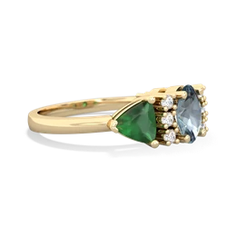 Aquamarine Antique Style Three Stone 14K Yellow Gold ring R2186