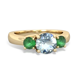 Aquamarine Three Stone Round Trellis 14K Yellow Gold ring R4018