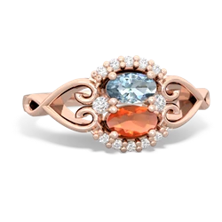 Aquamarine Love Nest 14K Rose Gold ring R5860