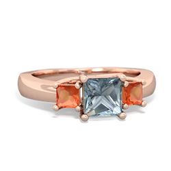 Aquamarine Three Stone Trellis 14K Rose Gold ring R4015