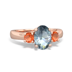 Aquamarine Three Stone Oval Trellis 14K Rose Gold ring R4024