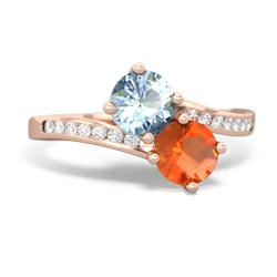 Aquamarine Channel Set Two Stone 14K Rose Gold ring R5303