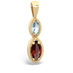 Aquamarine Antique-Style Halo 14K Yellow Gold pendant P5700