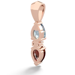 Aquamarine Bowtie Drop 14K Rose Gold pendant P0865