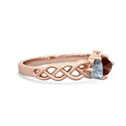 Aquamarine Heart To Heart Braid 14K Rose Gold ring R5870