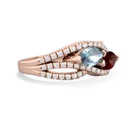 Aquamarine Diamond Rivers 14K Rose Gold ring R3070