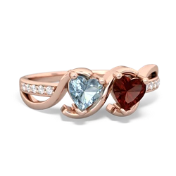 Aquamarine Side By Side 14K Rose Gold ring R3090