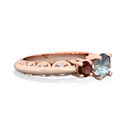 Aquamarine Art Deco Eternal Embrace Engagement 14K Rose Gold ring C2003