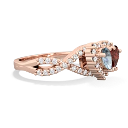 Aquamarine Diamond Twist 'One Heart' 14K Rose Gold ring R2640HRT