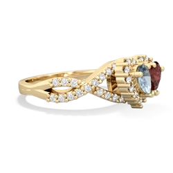 Aquamarine Diamond Twist 'One Heart' 14K Yellow Gold ring R2640HRT