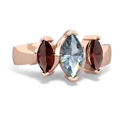 Aquamarine Three Peeks 14K Rose Gold ring R2433