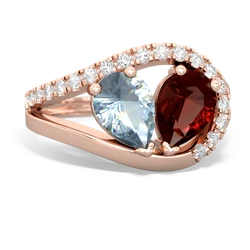 Aquamarine Nestled Heart Keepsake 14K Rose Gold ring R5650