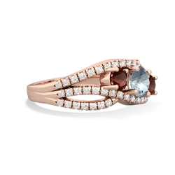 Aquamarine Three Stone Aurora 14K Rose Gold ring R3080