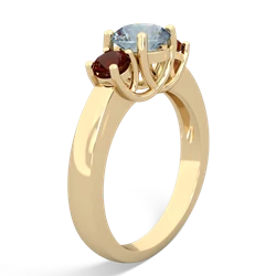 Aquamarine Three Stone Round Trellis 14K Yellow Gold ring R4018