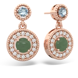 Aquamarine Halo Dangle 14K Rose Gold earrings E5319