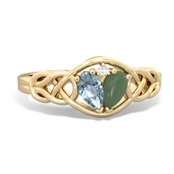 Aquamarine Celtic Love Knot 14K Yellow Gold ring R5420