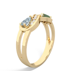 Aquamarine Diamond Infinity 14K Yellow Gold ring R5390