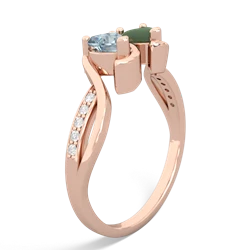 Aquamarine Side By Side 14K Rose Gold ring R3090