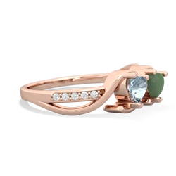 Aquamarine Side By Side 14K Rose Gold ring R3090