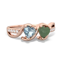 Aquamarine Side By Side 14K Rose Gold ring R3090