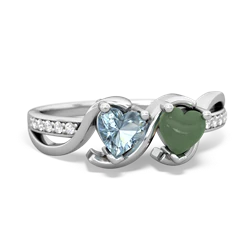 Aquamarine Side By Side 14K White Gold ring R3090