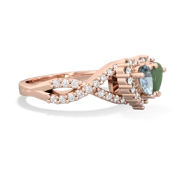 Aquamarine Diamond Twist 'One Heart' 14K Rose Gold ring R2640HRT