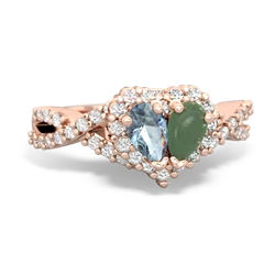 Aquamarine Diamond Twist 'One Heart' 14K Rose Gold ring R2640HRT