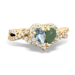 Aquamarine Diamond Twist 'One Heart' 14K Yellow Gold ring R2640HRT