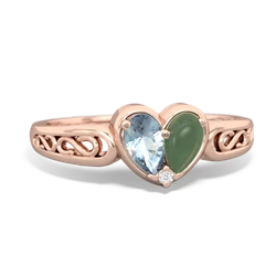 Aquamarine Filligree 'One Heart' 14K Rose Gold ring R5070