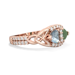 Aquamarine Sparkling Celtic Knot 14K Rose Gold ring R2645