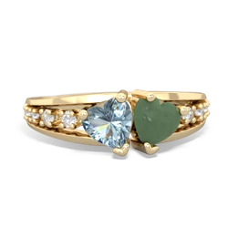 Aquamarine Heart To Heart 14K Yellow Gold ring R3342