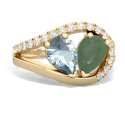 Aquamarine Nestled Heart Keepsake 14K Yellow Gold ring R5650