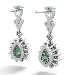 Aquamarine Halo Pear Dangle 14K White Gold earrings E1882